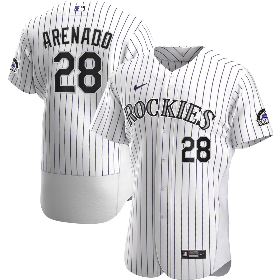 Colorado Rockies #28 Nolan Arenado Men Nike White Home 2020 Authentic Player MLB Jersey->colorado rockies->MLB Jersey